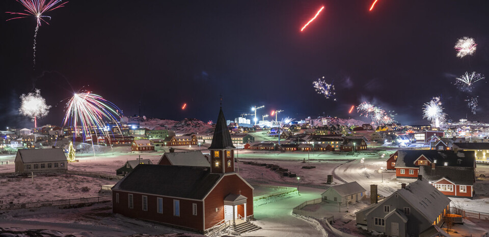 Her et billede fra nytårsfejlringen i Nuuk, der som vanligt har betydet travlhed hos politiet.