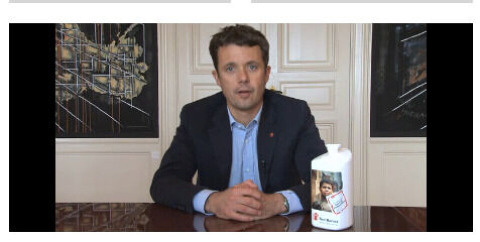 Kronprinsen, der er protektor for Red Barnet takker for indsatsen søndag, hvor der var landsindsamling. Foto: Skærmbilled