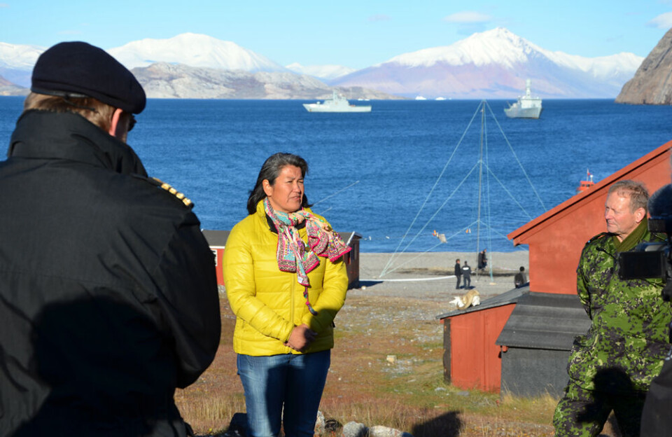 Her ses formand for Naalakkersuisut, Aleqa Hammond, da hun deltog i SAREX 2013-øvelsen.