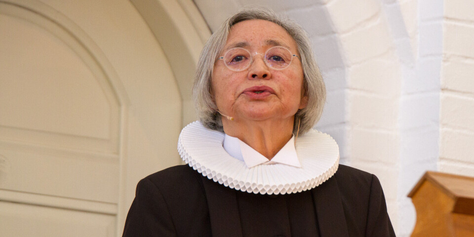 Oline Berthelsen stod for gudstjenesten for foreløbig sidste gang, for hun vender hjem til Grønland til marts.