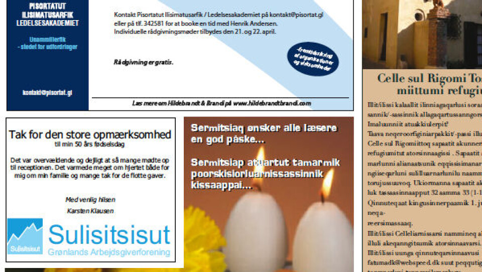 Stillingsannoncer skal annonceres på lige fod som licitationer, mener Atassut Foto: Sermitsiaq