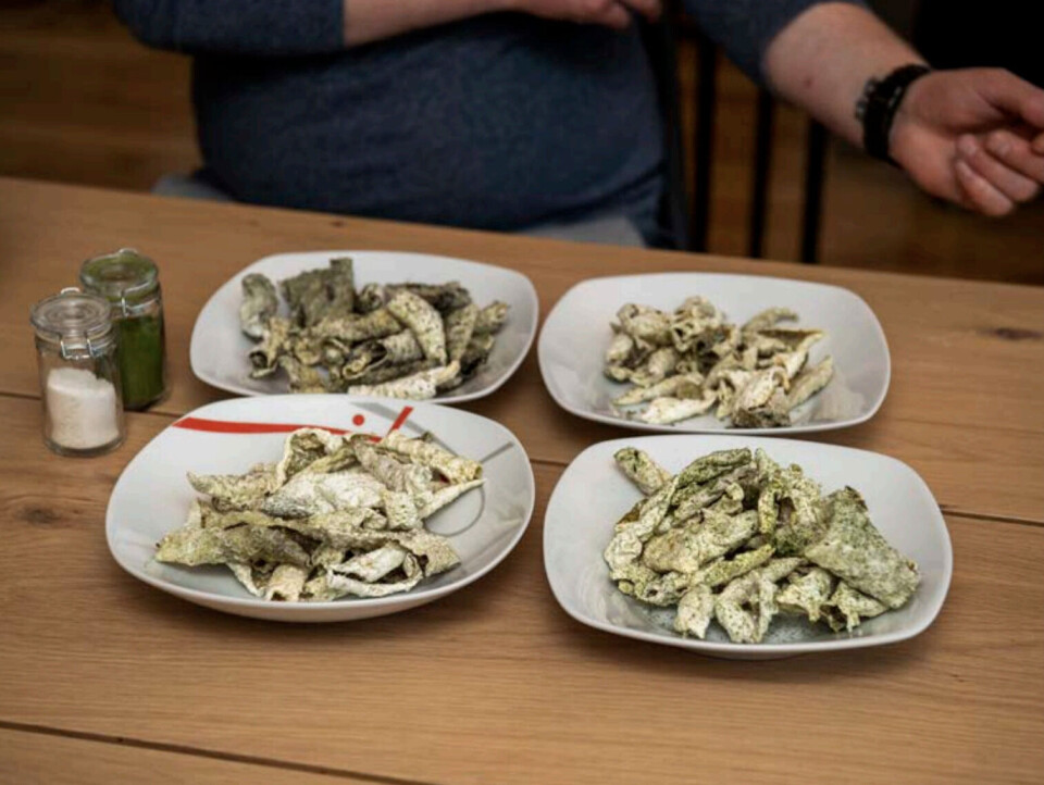 De lækre fiskeskindschips lavet af Leif Johansen.