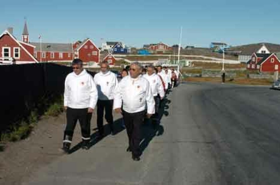 Landstingsmedlemmerne skal den 21. september igen ud på den traditionsrige procession til Landstinget for at indlede et nyt Landstingsår. Billedet her er fra 2004.