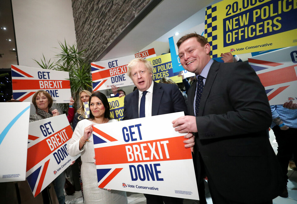 Storbritanniens premierminister Boris Johnson og den nu tidligere børne- og familieminister Will Quince poserer før et møde tilbage i 2019.