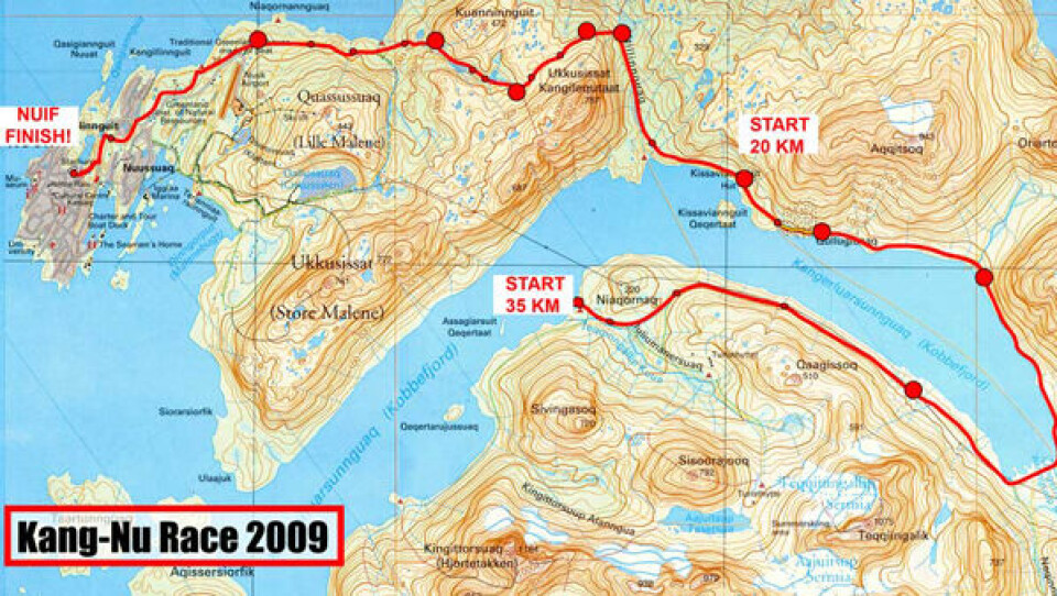 Kang-Nu Running Racef 2009-imi arpaffissat 20 aamma 35 kilometerinik isorartussusillit nunat assingani sukkoqquuffissaat. Ass.: NUiF