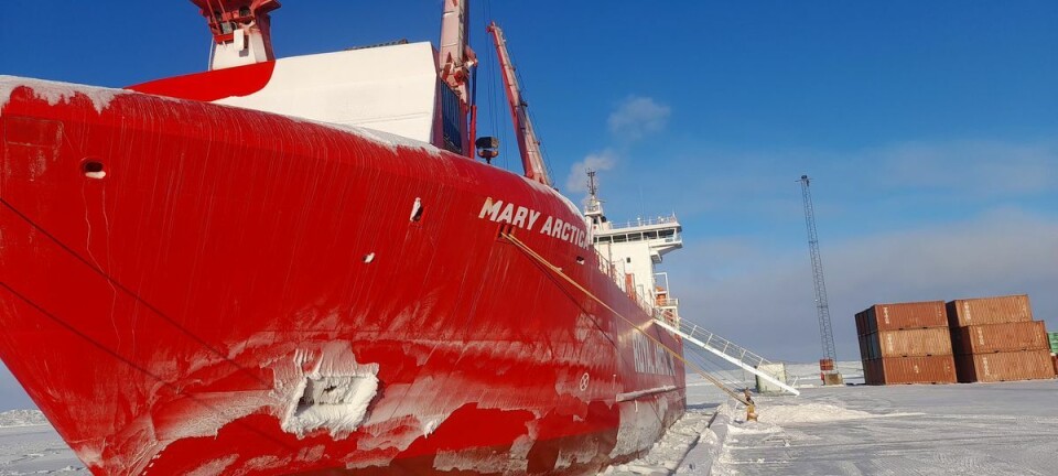 Mary Arctica anløb til Aasiaat onsdag den 15. februar. De næste seks anløb til Diskobugten er usikre, da havisen i området bliver tykkere på grund af vinterkulden.