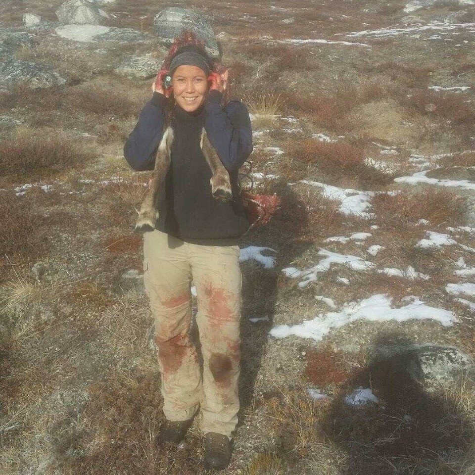 Fra fjeld til fad - Nivikka Brandt under transport af nedlagt rensdyr.