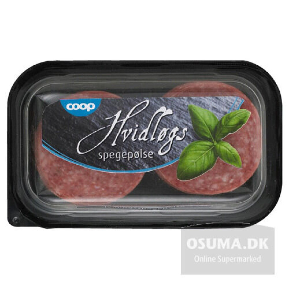 Hvidløgsspegepølse fra Coop, der er solgt i Brugseni bliver kaldt tilbage, da der kan være metalstykker