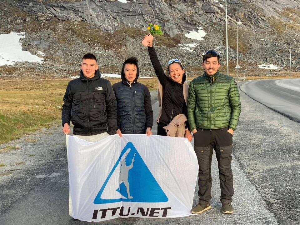 Uiloq Mathæussen med holdet efter The Speed Project løbet i Nuuk.