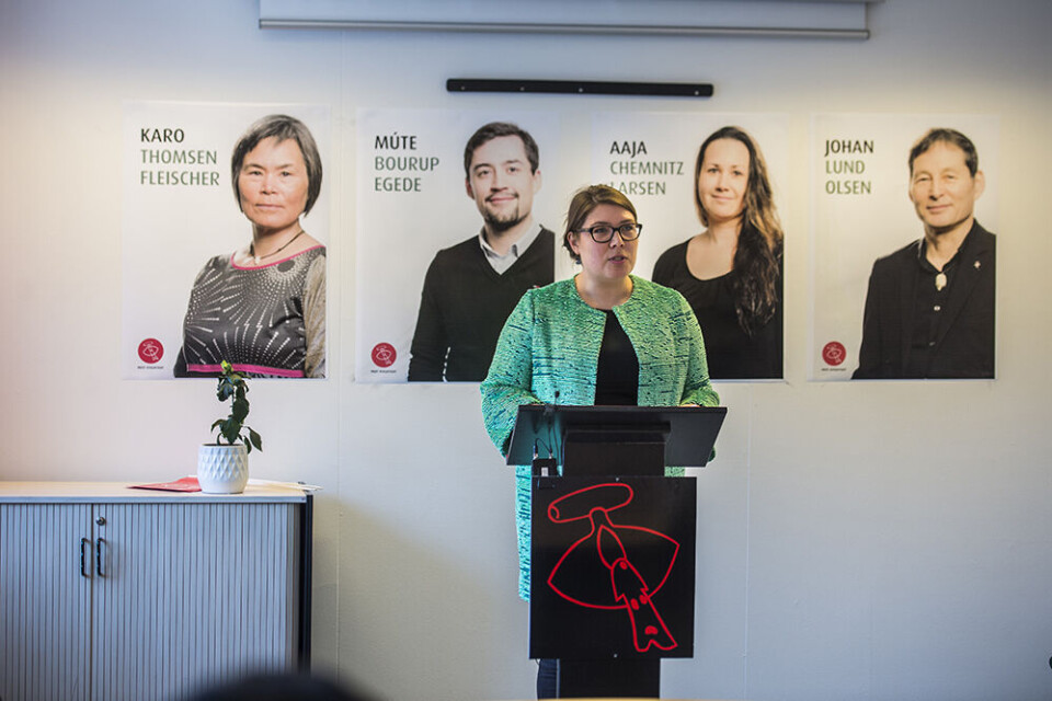 - Jeg er bekymret for udviklingen og ser især en udfordring for rigsfællesskabet, såfremt Dansk Folkeparti bliver del af en regering, siger Inuit Ataqatigiits formand, Sara Olsvig Sara Olsvig