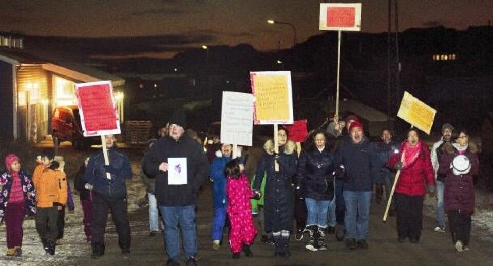 Her ses demonstrationen i Narsaq