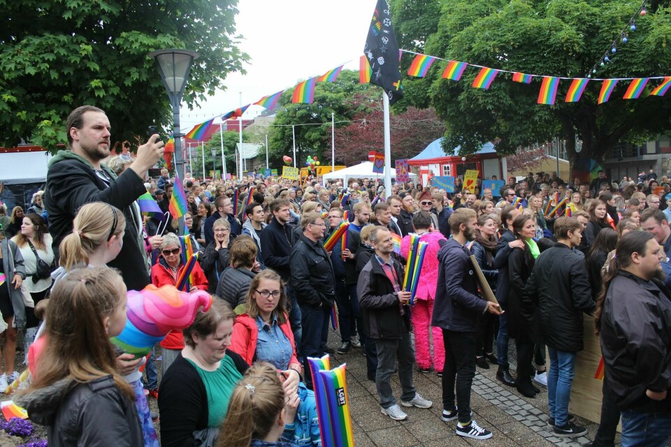 Faroe Pride i Thorshavn sidste år. Det er LGBT-Færøerne som står for arrangementet og som har fået stor opbakning de senere år.