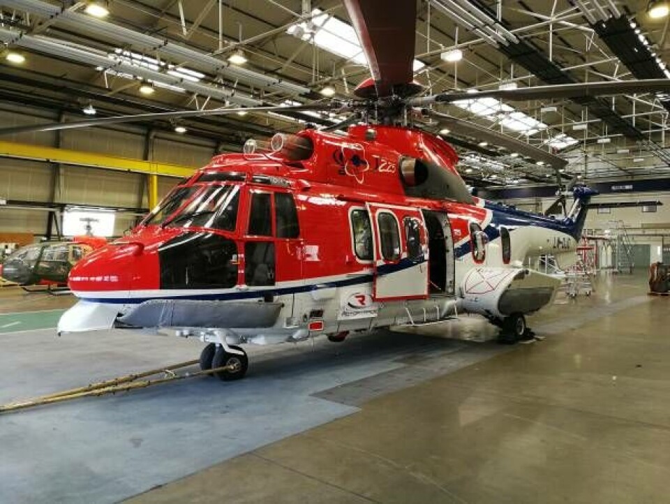 Her ses den ene af de to SAR-helikoptere af typen Airbus H225, som Air Greenland har købt