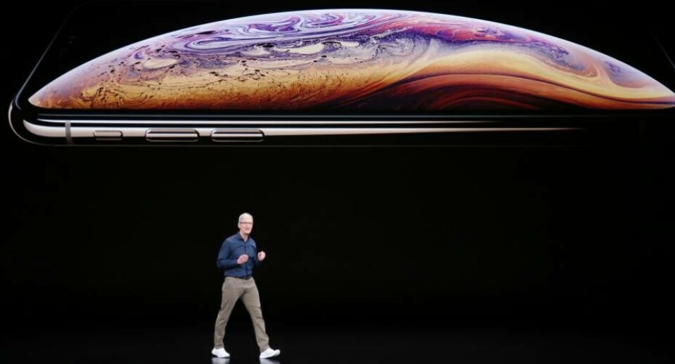 Apples øverste direktør, Tim Cook, præsenterede onsdag de nye iPhones i Apples hovedkontor i Cupertino, Californien