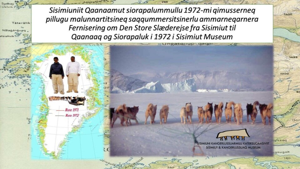 Den to måneder lange slæderejse fra Sisimiut og Qaanaaq er dokumenteret med billeder, dagbøger og film, som nu bliver udstillet i . Sisimiut Museum