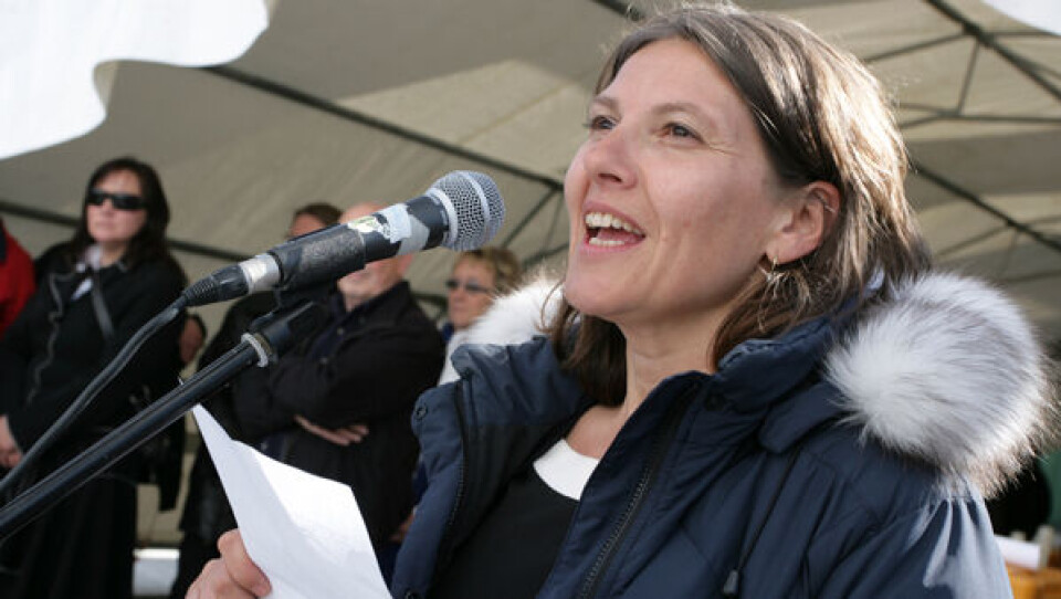 Chefadministrator Ann B. Kjeldsen ved sidste uges rejsegilde, hvor det kom frem, at der ikke er penge til et nyt patienthotel. Foto: Jørgen Chemnitz.