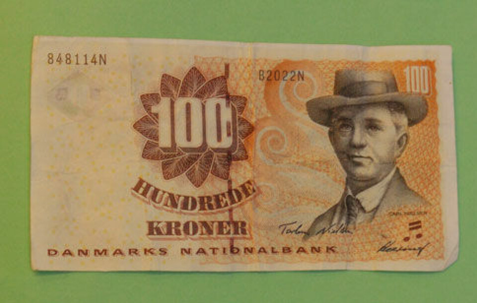 En falsk hundrede kroner seddel, det er dog ikke den der blev beslaglagt af Maniitsoq Politi i lørdags.