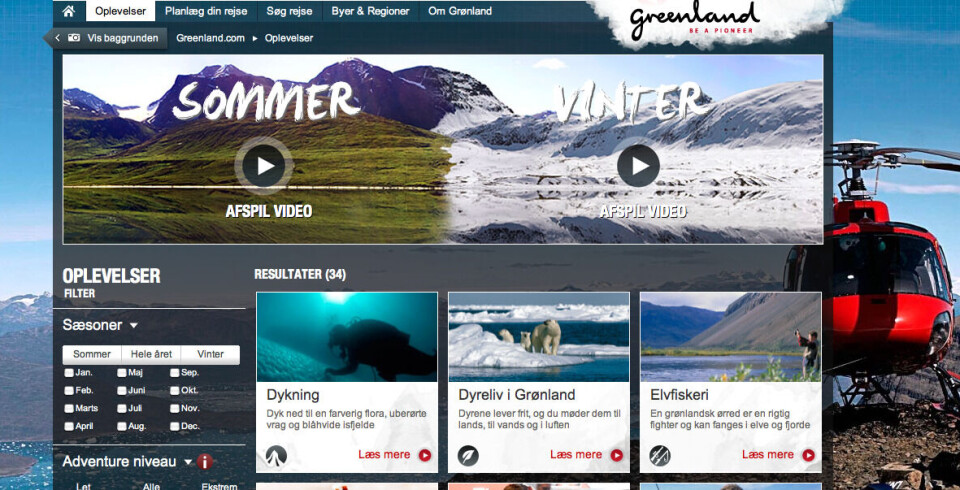 Ove Karl Berthelsen medlem af naalakkersuisut for erhverv og råstoffer er dybt imponeret over, at Grønland har vundet webaward-prisen. Foto: Screenshot