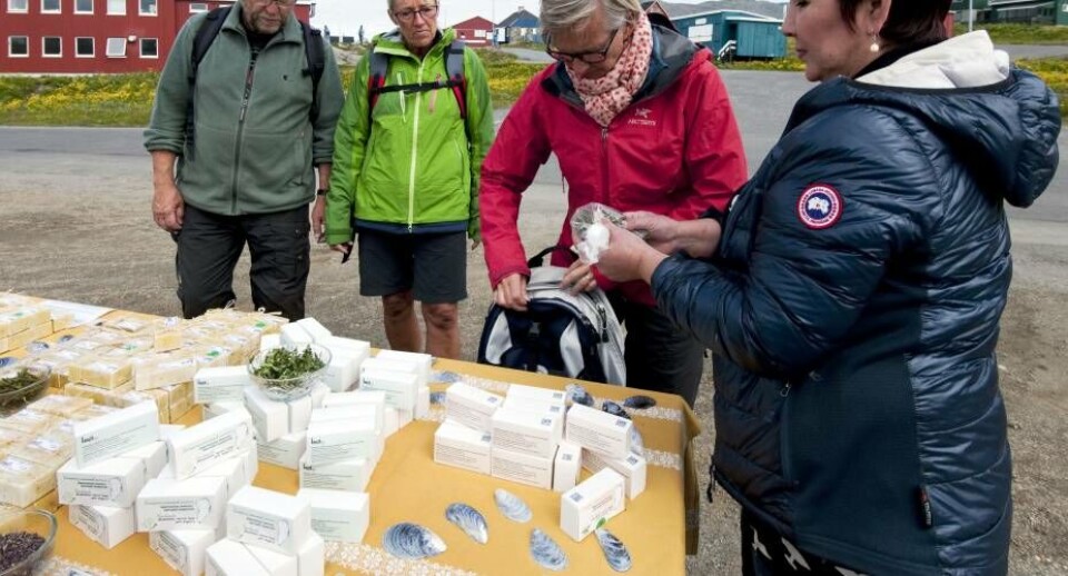 Theodora Høegh sælger sine tørrede krydderurter og sine sæbestykker med dufte af samme urter John Rasmussen / Narsaq FotoKunstner og skindsyerske Birthe Kunak solgte sine produkter nede ved MS Fram som ses i baggrunden John Rasmussen - Narsaq FotoTheodora Høegh sælger sine tørrede krydderurter og sine sæbestykker med dufte af samme urter John Rasmussen / Narsaq FotoKunstner og skindsyerske Birthe Kunak solgte sine produkter nede ved MS Fram som ses i baggrunden John Rasmussen - Narsaq FotoTheodora Høegh sælger sine tørrede krydderurter og sine sæbestykker med dufte af samme urter John Rasmussen / Narsaq FotoKunstner og skindsyerske Birthe Kunak solgte sine produkter nede ved MS Fram som ses i baggrunden John Rasmussen - Narsaq Foto