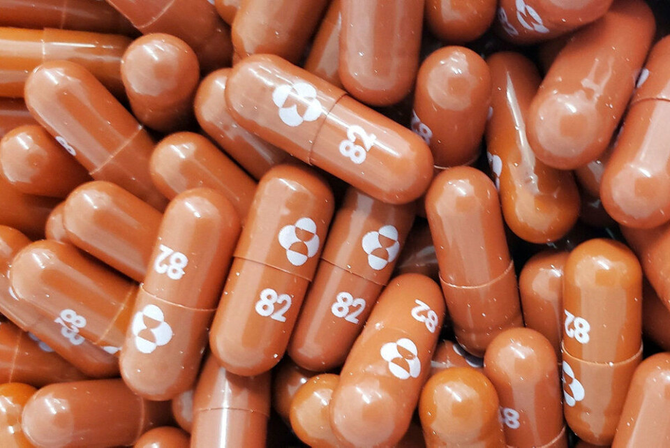 Sådan ser de nye piller ud, som Merck har udviklet til at behandle coronasyge med. De skal forhindre, at virus formerer sig i patienter og dermed truer deres liv og helbred. Billedet er distribueret af Merck.