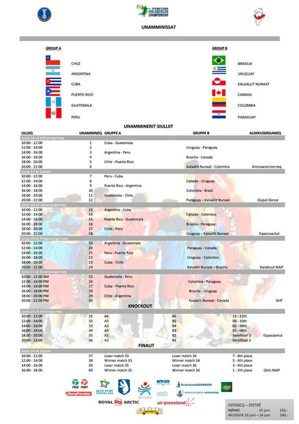 Her er kampprogrammet for Pan Am