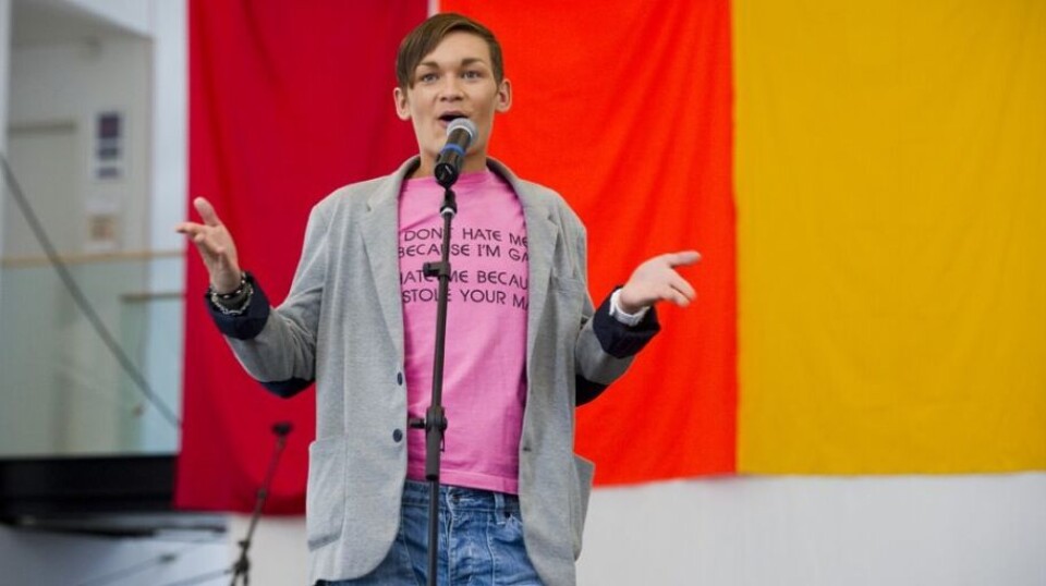 Demokraternes Nuka Bisgaard, kandidat til Inatsisartut-valget, ses her under Gay Pride i 2012. Foto: Leiff Josefsen