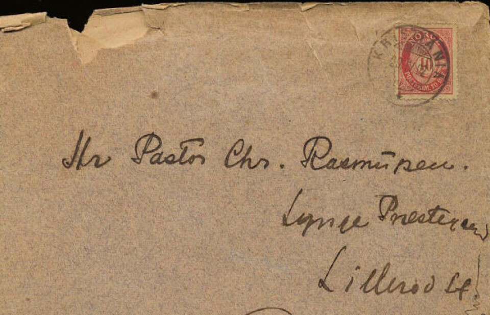 Brev fra Knud Rasmussen afsendt fra Kristiania i Norge i 1902 til hans far pastor Chr. Rasmussen, Lynge Præstegaard, Lillerød. Brevet er på fire tætskrevne A5-sider, og Knud Rasmussen nævner eksempelvis hans store interesse for en Grønlandsexpidition samt bl.a. at have talt med den norske polarforsker Nansen.