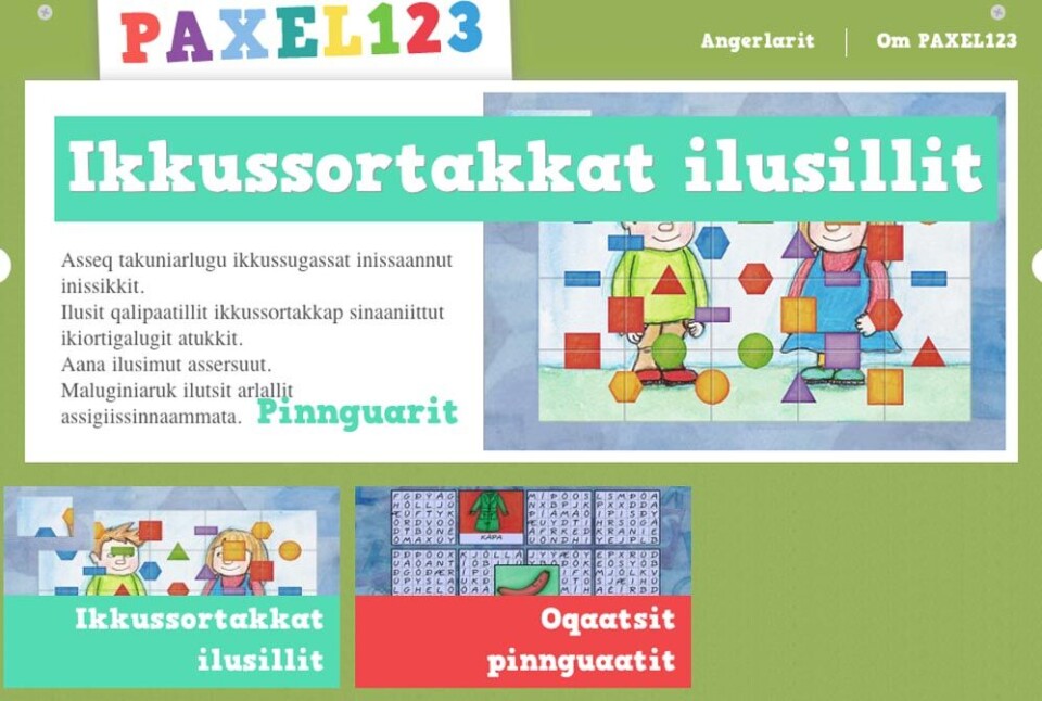 Legesiden www.paxel123.com for børn er lavet på syv sprog.