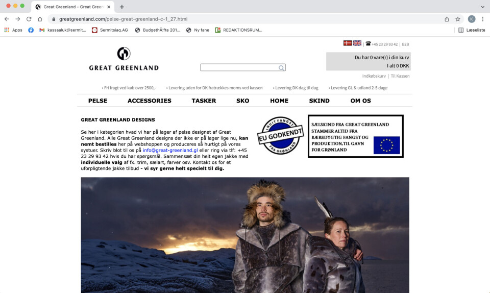 Great Greenlands hjemmeside er på dansk og engelsk. Men der arbejdes på, at teksterne også vil være grønlandsk i fremtiden.