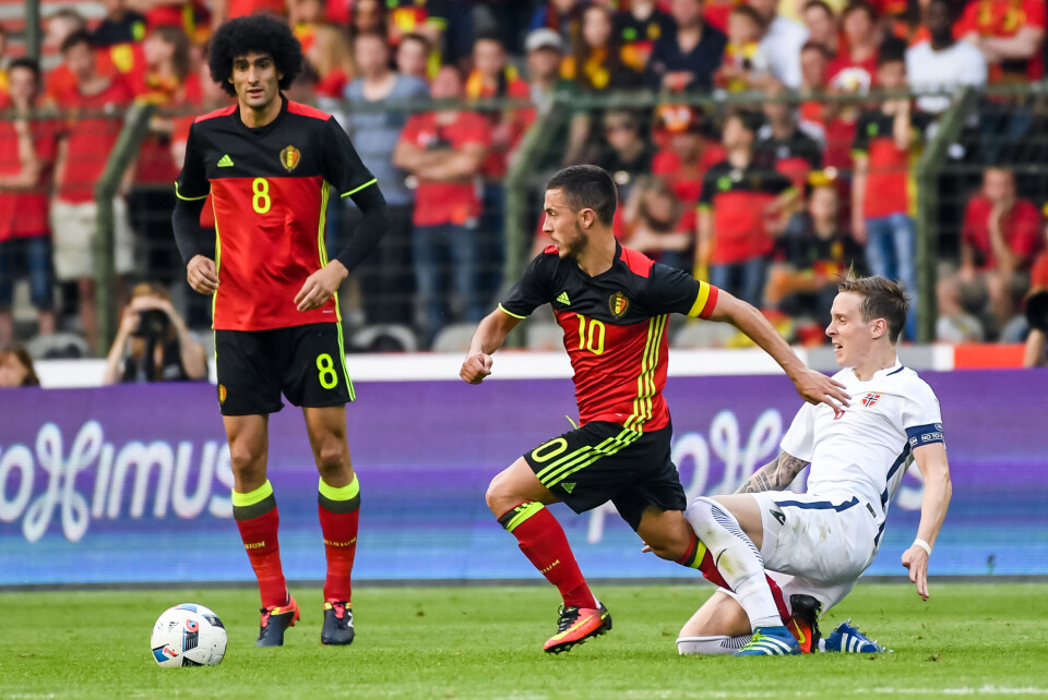 En af favoritterne ved EM-slutrunden Belgien. På billedet ses Eden Hazard