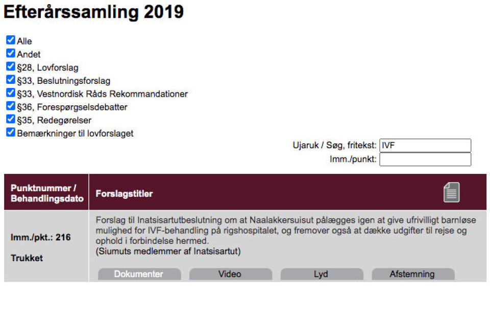 Ups: Meerartaarsinnaanngitsut IVF-mik suliaritinnissaannut siunnersuut kukkusoqarneratigut peerneqarsimasoq